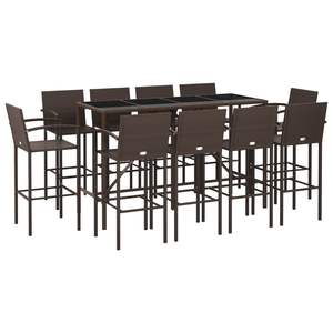 Grand ensemble de bar de jardin en rotin PE marron avec repose-pieds, mobilier d'extérieur durable - Product Image 3