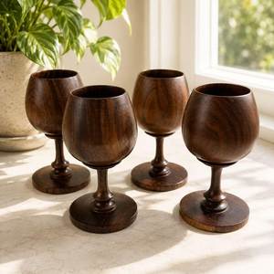NEHA ENTERPRISES Gobelets en bois faits à la main, style vintage, 301-400 ml, durables, écologiques, compatibles lave-vaisselle, pour bière/vin - Product Image 2