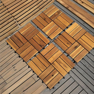 Carreaux de terrasse en bois ACacia Interlock 300x300mm lisse imperméable anti-dérapant pour balcon extérieur terrasse - Product Image 1