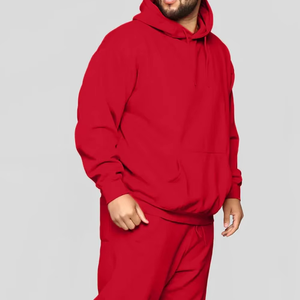 Luxury Solid <b>Red</b> Hooded Sweatshirt for <b>Men</b> Heavyweight Cotton Blend <b>Hoodie</b> Relaxed Fit Casual Winter Fashion Wear - Product Image 6