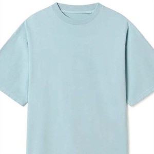 เสื้อยืดคอกลมสีฟ้าอ่อนสำหรับผู้หญิง ผ้าฝ้าย 100% ทรงหลวม สวมใส่สบาย แขนสั้น ระบายอากาศได้ดี เหมาะสำหรับฤดูใบไม้ผลิและฤดูร้อน สีพื้น ผ้าถัก - Product Image 4