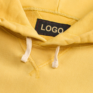 Premium Spring Custom Garment Dyed Vintage Washed Cotton Fleece <b>Brushed</b> Inner Men's Heavyweight Oversized Pullover Hoodie OEM - Product Image 5