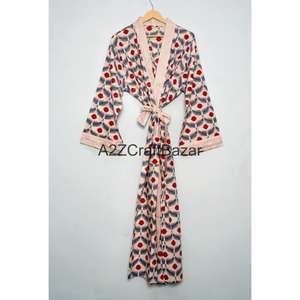 Kimono Floral 100% Algodón para Mujer, Talla Única, con Forro en la Parte Delantera, Elegante y Romántico, Ropa de Dormir Cómoda - Product Image 3