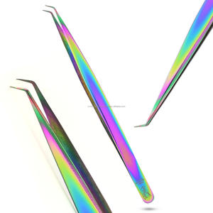 90 Angle fiber tip tweezer lash extension Tweezer Eyelash Extension isolation tweezers with fiber grip lash tools volume Tools - Product Image 1