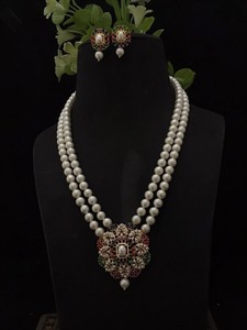 Hermoso Conjunto de Collar y Aretes de Perlas Naturales Blancas de Alta Calidad, Grado AA, con Brillos Deslumbrantes, para Mujeres y Niñas, Ideal para Bodas y Fiestas - Product Image 2