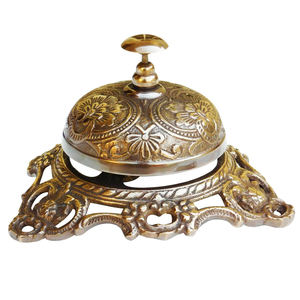 Cloche de table en laiton gaufré, décorative pour bureau et hôtel, objet de collection, en laiton massif, style floral, cloche de service de bureau - Product Image 1