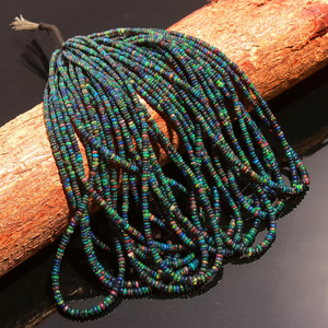 AAA + alta calidad negro etíope ópalo liso Rondelle cuentas piedras preciosas naturales para la fabricación de joyas - Product Image 2