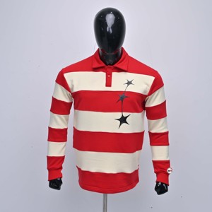 เสื้อถักแขนยาวพรีเมียมสำหรับผู้ชาย สีและเนื้อผ้าปรับแต่งได้ สวมใส่สบาย ระบายอากาศดี โลโก้ที่แขนซ้าย ทรงปกติ - Product Image 1
