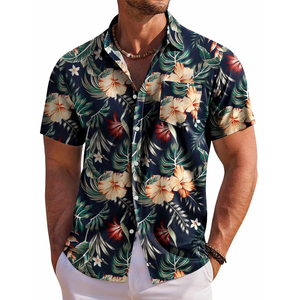 Chemise Hawaïenne Homme OEM à Manches Courtes Imprimé Floral Col Rabattu Respirante en Popeline pour Vacances d'Été 100% Polyester 2026 - Product Image 1