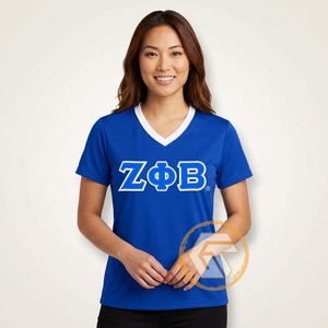 GREEK TREASURES เสื้อยืดผู้หญิง Zeta Phi Beta Sorority แบบลำลอง ผ้าเจอร์ซีย์ปักตัวอักษร ระบายอากาศได้ดี คอกลม ผ้าฝ้าย 100% - Product Image 4