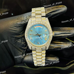 นาฬิกาข้อมือสแตนเลสสตีลหรูหราประดับเพชร VVS แบบ Lab Grown สไตล์ฮิปฮอป ระบบออโตเมติก สำหรับผู้ชาย เหมาะสำหรับงานปาร์ตี้ - Product Image 1