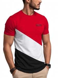 T-shirt da uomo <span class=keywords><strong>NASA</strong></span> in maglia a blocchi di colore, a maniche corte, girocollo, con logo frontale, motivo sportivo, traspirante, 100% cotone - Product Image 4