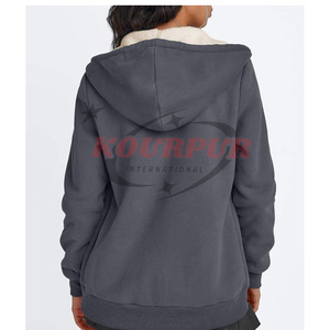Sudadera con capucha para mujer, de color sólido, de algodón, tejida, de manga larga con cremallera, para otoño. - Product Image 1