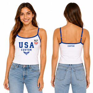 Camisola personalizada para mujer de EE. UU., top informal ajustado de verano con tirantes finos - Product Image 1