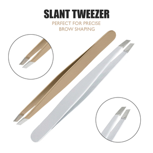 Eyebrow Tweezer Slanted Tip High Quality Brow Tweezer Wholesale Precision Hair Removal <b>Tool</b> Private Logo OEM Supply - Product Image 5