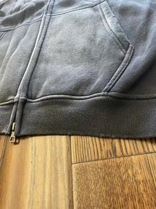 Hoodies Mens Blank Black French Terry Vintage Distressed Acid Wash <b>Zip</b> up Hoodie Men - Product Image 3