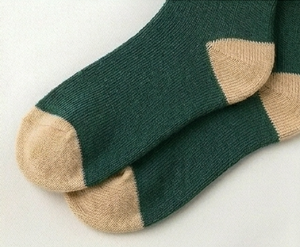 Chaussettes ras du cou pour femme, vert foncé et beige, tricotées, respirantes, pour usage quotidien, longueur standard, couleur unie, automne - Product Image 2
