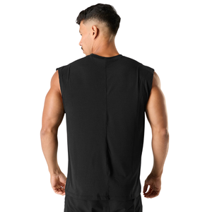 Camiseta sin mangas para hombre, holgada, para gimnasio, top deportivo, chaleco de entrenamiento, ligera, ropa deportiva atlética, negra - Product Image 3