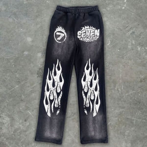 Men's Custom Distressed <b>Embroidery</b> Patch Tracksuits Street Wear Acid Wash Sweatpants And Hoodie Tracksuit <b>Set</b> For Men - Product Image 5