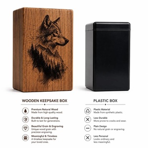 Urne commémorative personnalisée pour animaux de compagnie, en bois gravé, boîte de crémation, souvenir de la faune forestière, urne en bois personnalisée pour animaux de compagnie et humains - Product Image 1