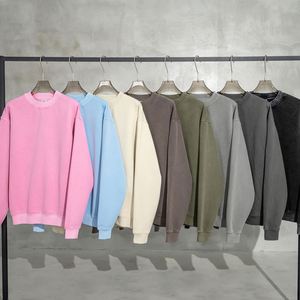 เสื้อสเวตเชิ้ตคอกลมโอเวอร์ไซส์แบบยูนิเซ็กซ์ สีพื้น ผ้าถักเนื้อฝ้าย สวมใส่สบาย สไตล์ลำลอง เหมาะสำหรับฤดูใบไม้ร่วง แขนเสื้อแบบปกติ - Product Image 1