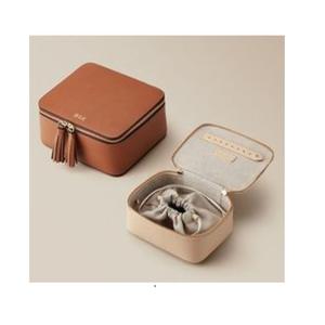 Boîte à bijoux en cuir de luxe, organiseur portable de voyage avec fermeture éclair, boîte de rangement personnalisée avec logo de marque, boîte cadeau - Product Image 1
