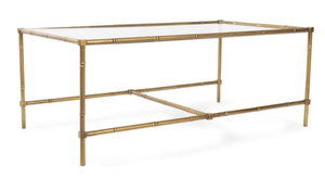 <b>Glass</b> Top Coffee <b>Table</b> Metal <b>Side</b> <b>Table</b> Modern Living Room Center <b>Table</b> Brass Finish - Product Image 3