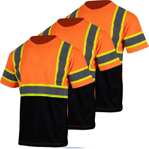 T-shirt de travail haute visibilité réfléchissant et respirant pour homme, en coton bleu, uniforme professionnel - Product Image 4