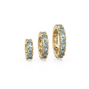 Colgante Redondo de Topacio Azul de Oro de 14k, Colgante de Topacio Azul en Forma de Rueda, Soporte para Colgante Redondo, Conector de Banda de Topacio Azul Redondo Eternity, Marzo - Product Image 1