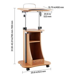 Scrivania Portatile per Laptop da 43 Pollici con Ruote Bloccabili, Ampia Superficie di Lettura, Area di Stoccaggio Aperta, Supporto in Legno per Presentazioni - Product Image 5