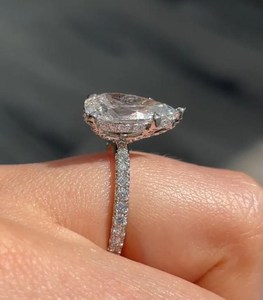 925 Silver 1.5CT Pear Cut D VVS Moissanite Engagement <b>Ring</b> Elegant Solitaire Bridal <b>Ring</b> Jewelry - Product Image 3