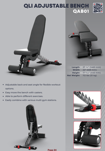 Banc de musculation réglable QLI QAB01 en métal robuste de qualité supérieure pour salle de sport commerciale, équipement de fitness pour entraînement de force avec poids libres - Product Image 6