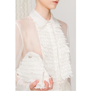 New <b>Top</b> Women's Blouses And Shirts LYRIEL CUPRO SHIRT Vietnam Handcrafted Frayed Detail Lyriel Korean Cupro Shirt For Women - Product Image 5