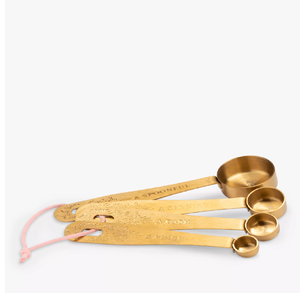 Juego de cucharas medidoras de latón dorado con anillo, diseño personalizado, juego de cucharas de latón de 4 piezas, cucharas medidoras de latón dorado. - Product Image 1