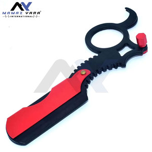 Single Ring Handle Professional Quality Stainless Steel Barber Shaving Razor <b>Black</b> Color Powder Coated Straight <b>Edge</b> Razor - Product Image 1