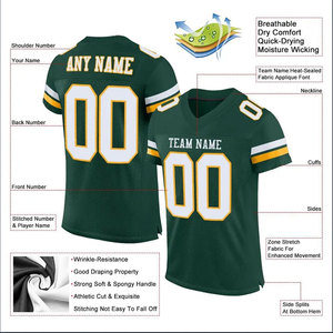 Maillot de football américain personnalisé vert à col en V Econex Sports, manches courtes, impression sublimée, nom de l'équipe 00, vêtements pour hommes adultes, 100% coton - Product Image 4