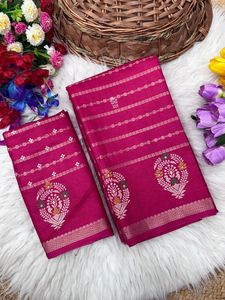 Exclusive Designer Look Organic Silk <b>Saree</b> with Elegant <b>Blouse</b> Stylish Fancy Ethnic Latest Trendy Indian Modest Party Wear Women - Product Image 5
