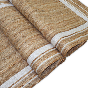 Alfombra de Yute Trenzada a Mano NYKO MART JR-09D, 3x5/5x3 pies, Estilo Bohemio, Ecológica, Antideslizante, Rayas, Pelo Corto, Grosor Medio - Product Image 4