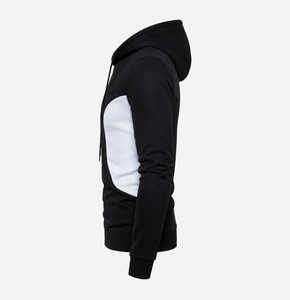 Men s <b>Black</b> White Color Block Pullover Hoodie Custom Streetwear Slim Fit Hooded Sweatshirt - Product Image 2
