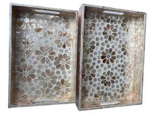 Ensemble de plateaux en nacre pour le Ramadan, avec incrustation MOP, classique, pliable, durable, pour salon - Product Image 4