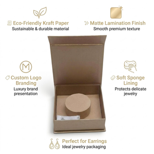 Boîte à bijoux en papier kraft écologique en gros avec laminage mat |   Emballage personnalisé avec logo et doublure en éponge pour boucles d'oreilles - Product Image 5