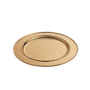 Plato de Presentación Redondo de Metal Dorado, Diseño Glamuroso Hecho a Mano para Decoración de Mesa de Fiesta - Product Image 1