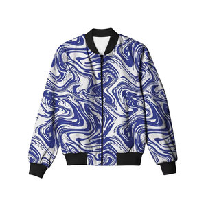 Venta al por mayor de chaqueta de bombardero de béisbol universitario de moda de invierno 100% poliéster satén Denim Vintage capucha de piel de satén sublimación de cuerpo completo - Product Image 1