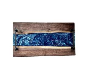 Tabla de cortar de madera con resina epoxi, bandeja para servir verduras y frutas, bandeja para servir queso, para el hogar, cocina, almacenamiento de alimentos - Product Image 3