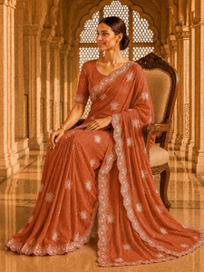 Sari de Terciopelo y Satén para Mujer, Diseño Indio Personalizado de Vexotrend, Hermoso Diseño Patola, Estilo Tradicional para Bodas y Fiestas - Product Image 6