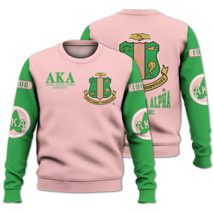 Sweat-shirt en molleton rose à col rond Alpha pour sororité, imprimé et brodé, unisexe, décontracté, pour l'hiver, écologique - Product Image 1