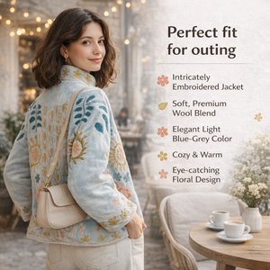 Veste bomber pour femme, broderie florale faite à la main, doublure en coton, col montant, veste de créateur - Product Image 6