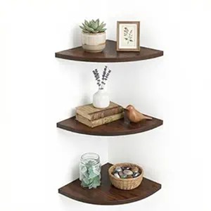 Sheesham Wood Corner Triangular Wall Shelf Luxury - Wholesale Handcrafted - Product Image 1