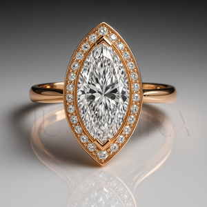 Marquise Cut Moissanite Diamond Ring 2.70 TC Vintage Halo 14k White Gold Cathedral Band Pave Bridge Engagement Ring <b>Gift</b> For Her - Product Image 3