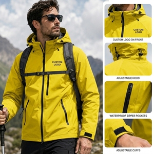 เสื้อแจ็คเก็ตเดินป่ากันน้ำสำหรับผู้ชาย สีเหลือง สไตล์สปอร์ต สำหรับกิจกรรมกลางแจ้ง ทรงปกติ พร้อมซิปปิด สำหรับฤดูใบไม้ร่วง - Product Image 5
